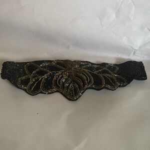 Vintage MILOR  Women Belt. VTG Sash Black Beaded Wide Classic